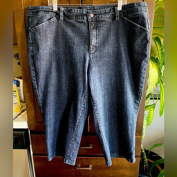 Liz Claiborne Denim Skirt Plus Size 24W Dark Blue Wash Long Modest